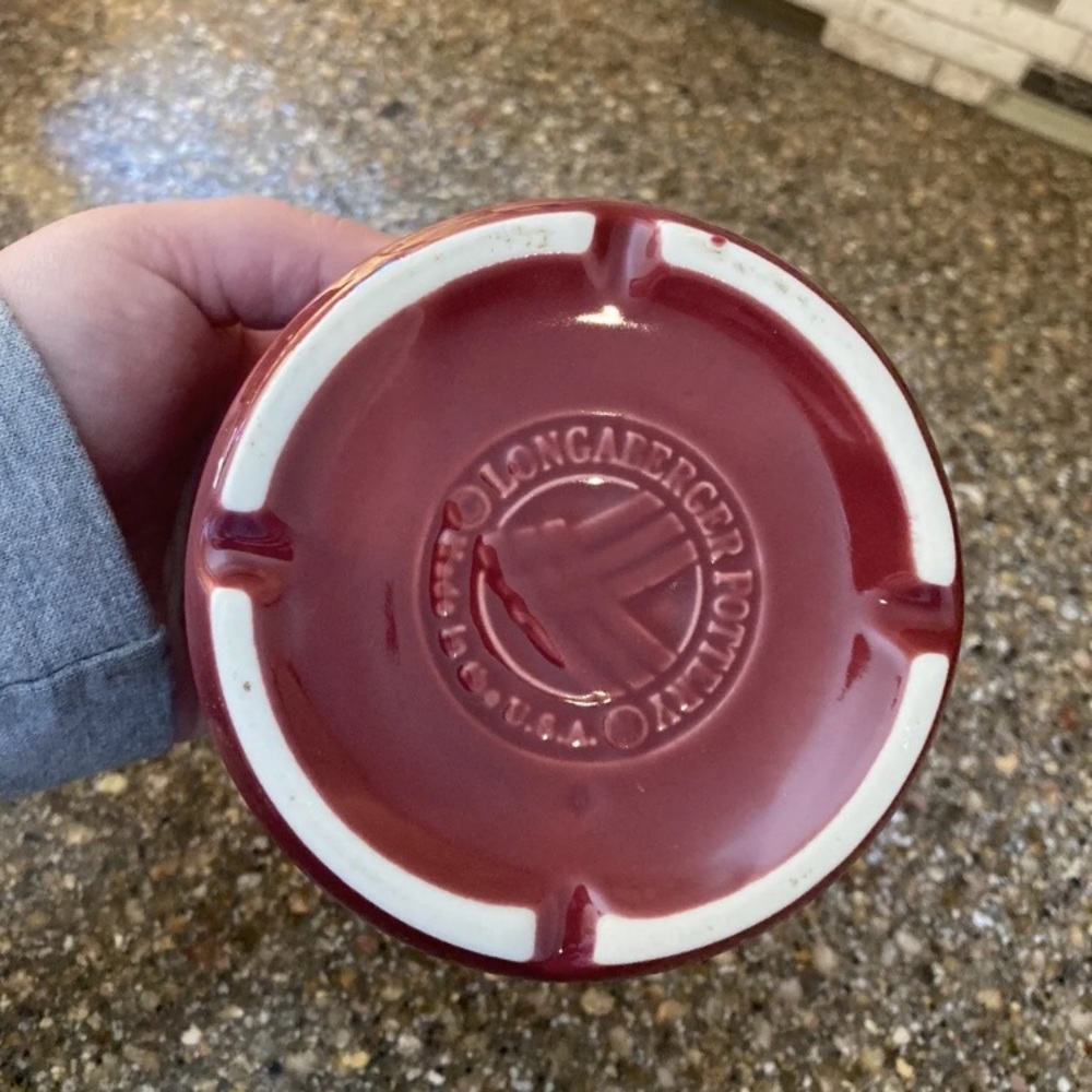 Longaberger PotteryWoven Traditions Red Paprika Ceramic pottery round Crock - Picture 4 of 6
